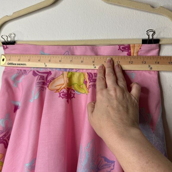 RARE Vintage Pink Tinker Bell Print Circle Skirt Lined Zip & Button Close S - Picture 9 of 9